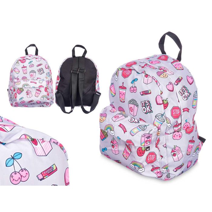 Mochila Infantil Arcoiris Gris Pincello 22x28x12 cm - Estampado colorido (12 Unidades) Mochila Infantil Arcoiris Gris Pincello 22x28x12 cm - Estampado colorido (12 Unidades)