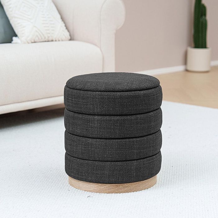 Puff Con Almacenamiento Gris Versa 44X40CM 1 Puff Con Almacenamiento Gris Versa 44X40CM 1