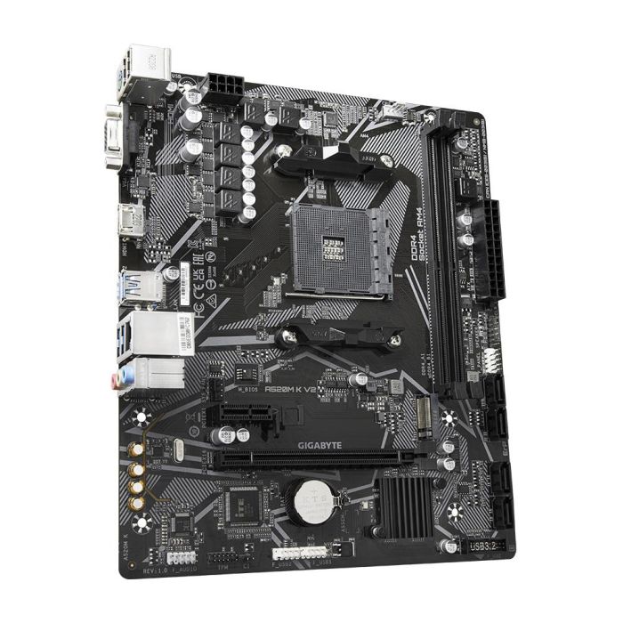 Gigabyte Placa Base A520M K V2, AMD A520, Socket AM4, Micro ATX, Compatible con Ryzen 5000/4000/3000 3