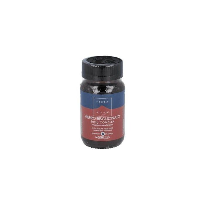TERRANOVA Hierro Bisglicinato 20Mg. 50 Cápsulas. Suplemento apto para veganos que contribuye a la formación de glóbulos rojos.