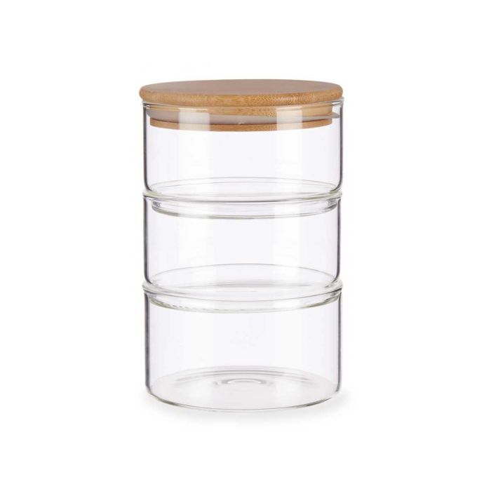 Tarro Marrón Transparente Bambú Vidrio de Borosilicato (1200 ml) 1 Tarro Marrón Transparente Bambú Vidrio de Borosilicato (1200 ml) 1