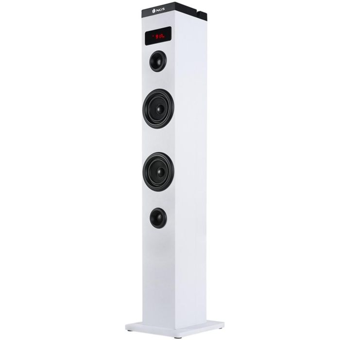 NGS Altavoz Torre Sky Charm Blanco - Bluetooth, USB, Radio FM, Madera, 50W 1