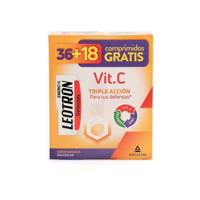 Leotron Vitamina C Triple Acción Comprimidos Efervescentes 36 + 18 De Regalo #Naranja