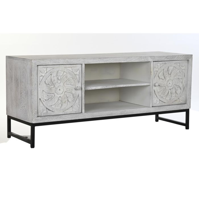 Mueble Tv Indio DKD Home Decor Blanco 40 x 55 x 130 cm Mueble Tv Indio DKD Home Decor Blanco 40 x 55 x 130 cm