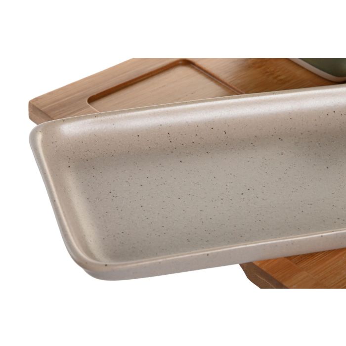 DKD Home Decor Aperitivo Multicolor Porcelana Bambú 24 x 23.5 x 1.5 cm Set de 6 2