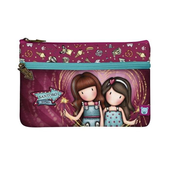 Estuche Escolar Gorjuss Fireworks Granate (23.4 x 15.5 x 1.5 cm)