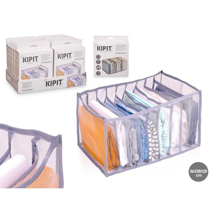 Organizador Kipit 9 compartimentos para camisas, 36x20x1615 cm, gris, nylon (24 Unidades) Organizador Kipit 9 compartimentos para camisas, 36x20x1615 cm, gris, nylon (24 Unidades)