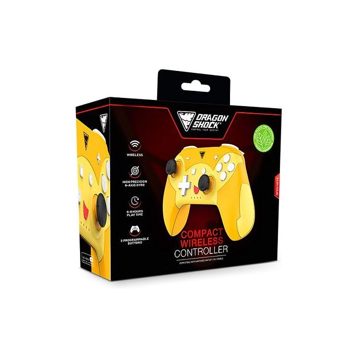 DragonShock PopTop Compact Mando Inalámbrico Gamepad para Nintendo Switch, Bluetooth, USB-C, 19 Botones, Giroscopio - Naranja/Rojo/Amarillo 5