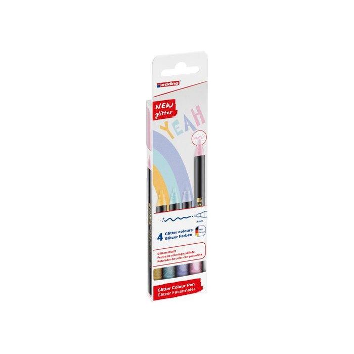 Edding Rotuladores Punta Fina 1 mm, Tinta a Base de Agua, Estuche 4 Unidades, Colores Pastel