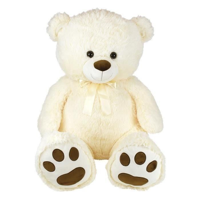 PLANET PLUCH JEM3298061008814 Peluche Oso Gigante Crema 100 cm con Lazo, Suavidad Extrema 1