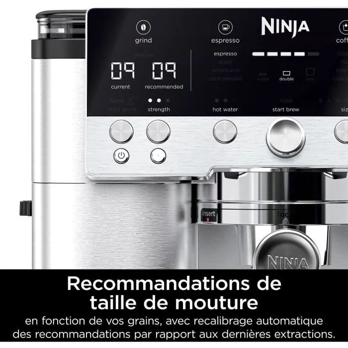 Ninja ES601EU Luxe Premier Cafetera Espresso con Molinillo Integrado, 2L, 1650W, Negro/Acero Inoxidable 5