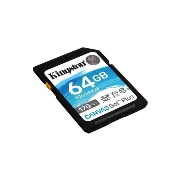 Tarjeta de Memoria Kingston CANVAS Canvas Go! Plus 64GB SD XC/ Clase 10/ 170MBs 1 Tarjeta de Memoria Kingston CANVAS Canvas Go! Plus 64GB SD XC/ Clase 10/ 170MBs 1
