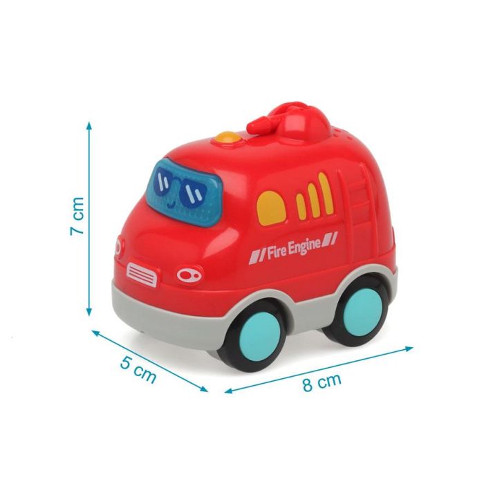KioKids Camión de Bomberos de Juguete con Luz y Sonido, Pilas Incluidas, Rojo, para +12 meses 3