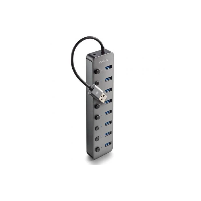 NGS IHUB8 Hub USB 3.0 con 8 Puertos y 5Gbps de Velocidad, Gris