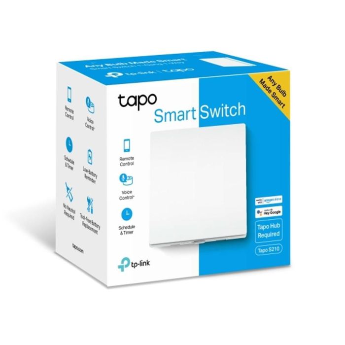TP-Link Tapo S210 Interruptor de Luz Inalámbrico Blanco para Pared, Control por Botones, Alimentado por Batería AAA (868 MHz) 1