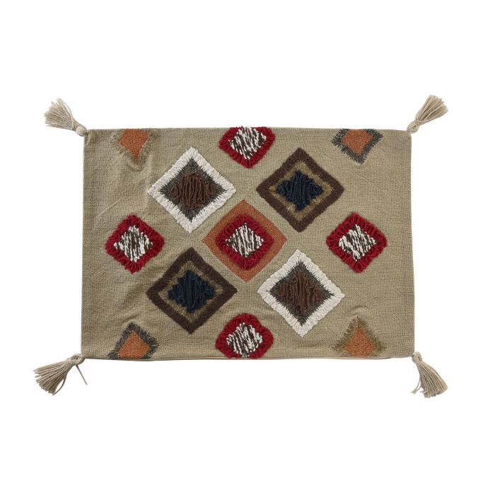 DKD Home Decor Funda Cojín Decorativa Multicolor de Algodón y Poliéster con Diseño de Flecos y Cierre de Cremallera 40 x 60 cm