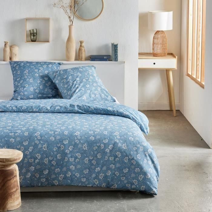 Juego de cama - TODAY Crazy - Estampado floral - 2 personas - 220 x 240 cm - Azul