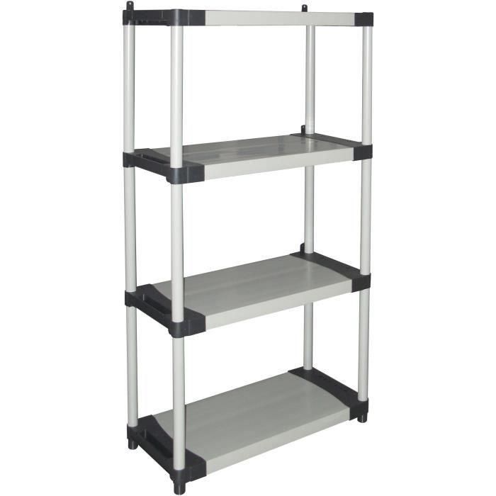 Estante de plástico - TOOD - 4 estantes - Carga 80 kg por estante - 80x40x168 cm - Negro/gris Estante de plástico - TOOD - 4 estantes - Carga 80 kg por estante - 80x40x168 cm - Negro/gris