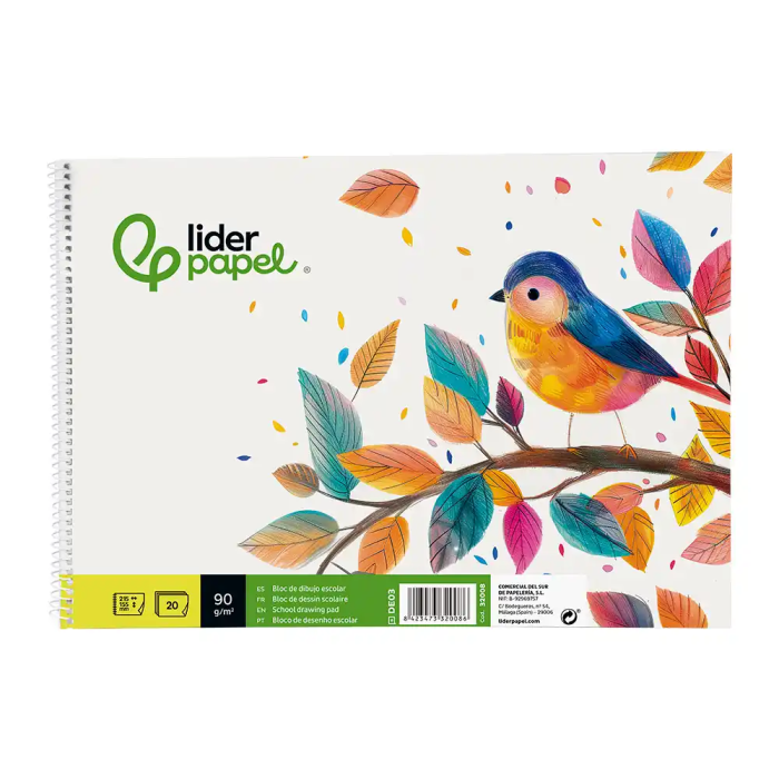 Liderpapel Bloc Dibujo Escolar Espiral 155x215mm 20 Hojas 90 gr/m2 1