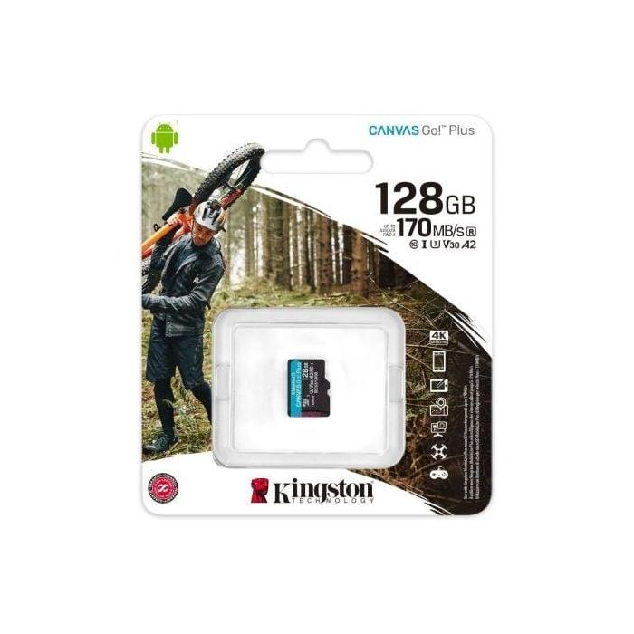 Kingston SDCG3/128GBSP CANVAS Go! Plus Tarjeta microSD 128GB 170MB/s Lectura U3 V30 A2 para 4K UHD Cámaras de Acción y Drones 2 Kingston SDCG3/128GBSP CANVAS Go! Plus Tarjeta microSD 128GB 170MB/s Lectura U3 V30 A2 para 4K UHD Cámaras de Acción y Drones 2
