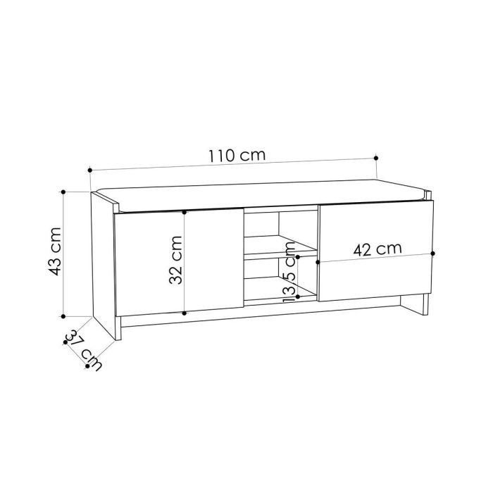 Banco zapatero Alexandra House Living Marrón Gris 110 x 43 x 37 cm 2 puertas 1