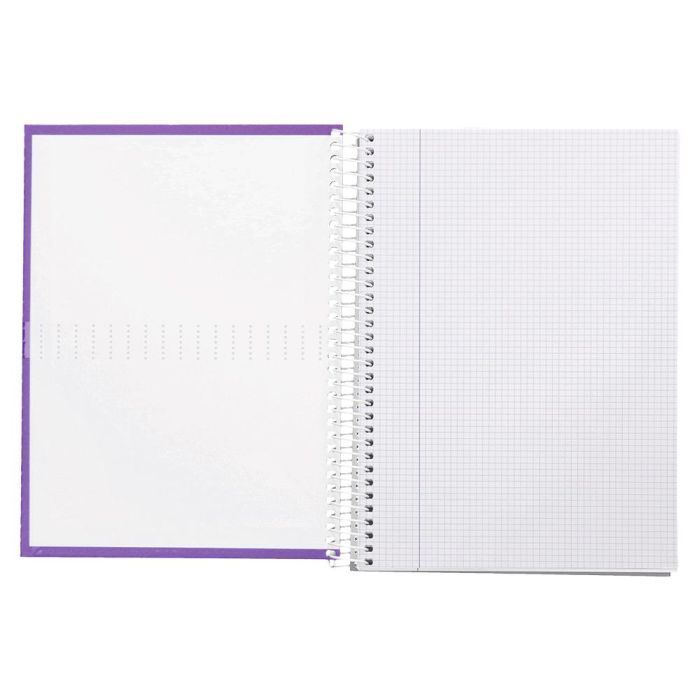 Cuaderno Espiral Liderpapel A4 Crafty Tapa Forrada 80H 90 gr Cuadro 4 mm Con Margen Color Violeta 1