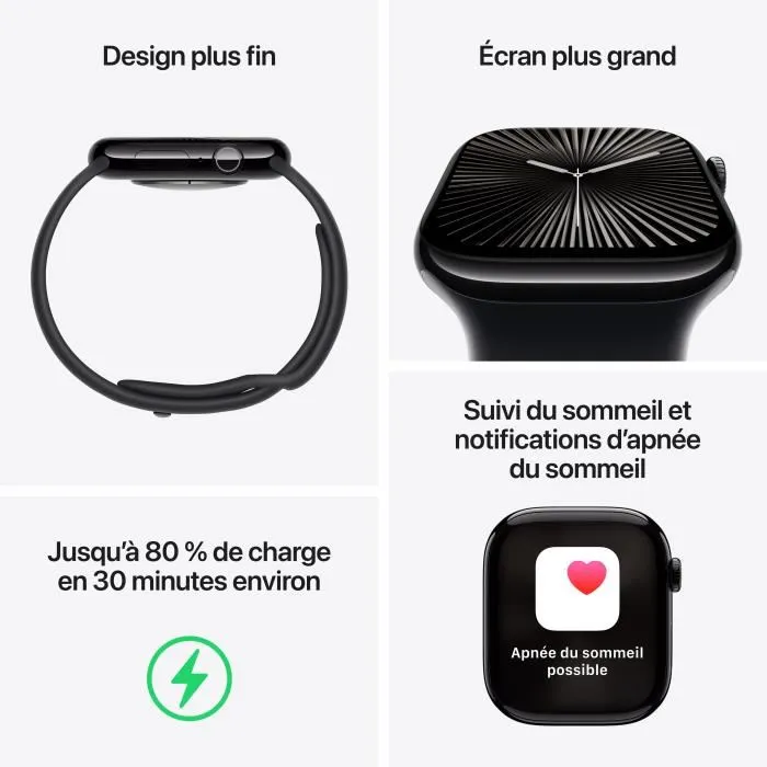 Apple Watch Series 10 GPS - 46 mm - Caja de Aluminio Negro Azabache - Correa Deportiva Negra S/M 2 Apple Watch Series 10 GPS - 46 mm - Caja de Aluminio Negro Azabache - Correa Deportiva Negra S/M 2