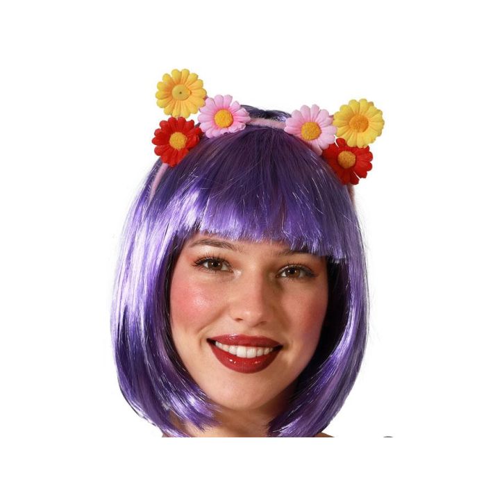 Diadema Orejas Con Flores De Colores Para Disfraz Primaveral O De Hada Kawaii