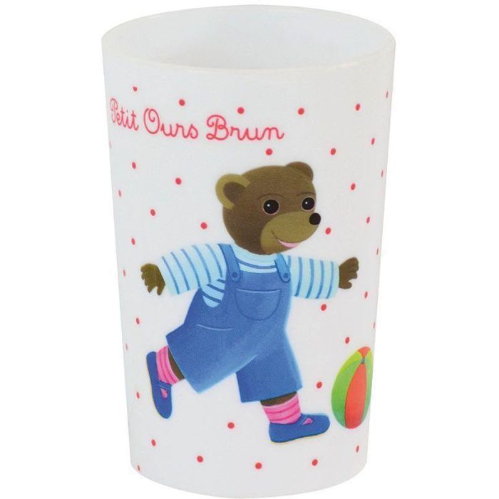 Vajilla - FUN HOUSE - OSO MARRÓN - Plato llano Ø 22 cm, 2 platos hondos Ø 16 cm, 2 vasos 220 ml y peluche 18 cm 1