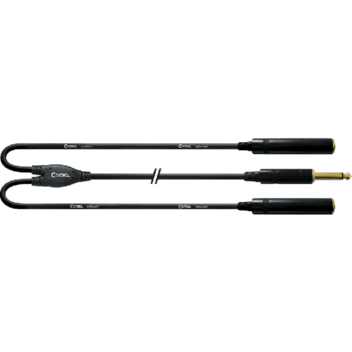 Cordial Cable Y Jack Mono Macho / 2 Jacks Mono Hembra, 30 cm