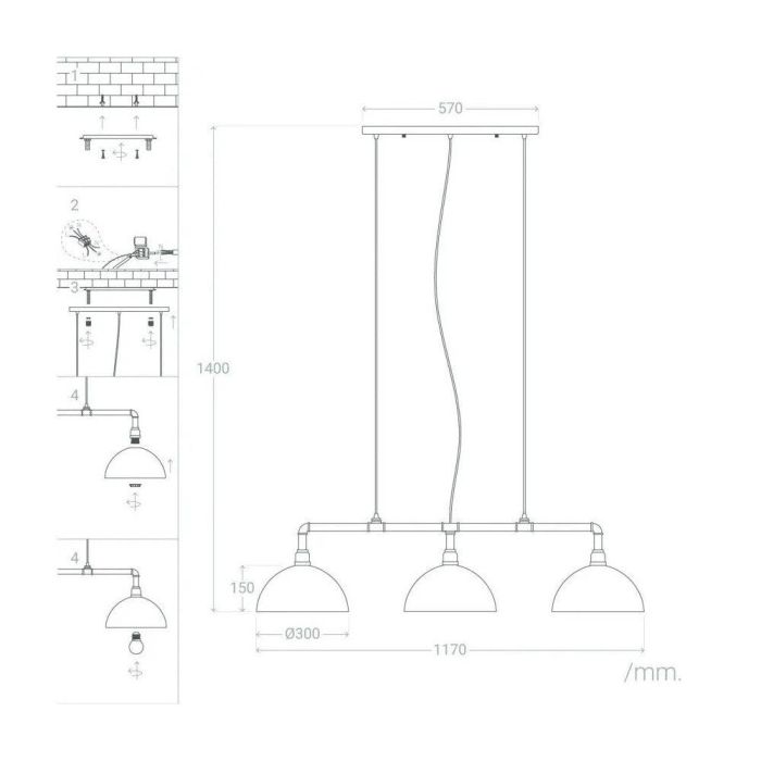 SKD-P80016 Lámpara Colgante de Metal Arlington, Diseño Elegante Industrial, para Comedor Dormitorio Cocina. Compatible E27 LED. 6
