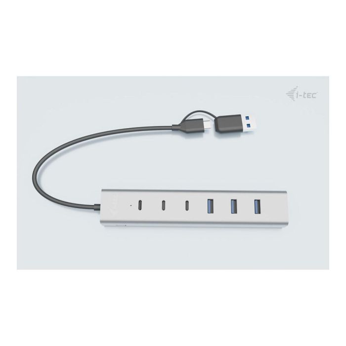 i-tec Hub Carga Metal USB-C/USB-A de 7 Puertos (3 USB-C + 4 USB-A) 5000 Mbps Aluminio 1