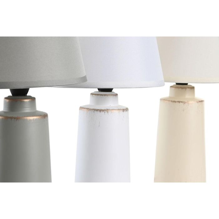 Lámpara de mesa DKD Home Decor Gris Beige Blanco Gres 220 V 40 W (16 x 16 x 30 cm) (3 Unidades) 1