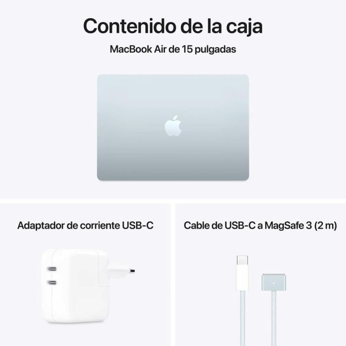 Apple Macbook Air 15,3"/ M4 10-Core CPU/ 16GB/ 256GB SSD/ 10-Core GPU/ Azul Cielo 3 Apple Macbook Air 15,3"/ M4 10-Core CPU/ 16GB/ 256GB SSD/ 10-Core GPU/ Azul Cielo 3