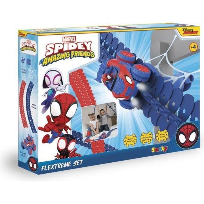 Set de descubrimiento Spidey Flextreme - Baterías incluidas - 184 pistas flexibles y 1 vehículo