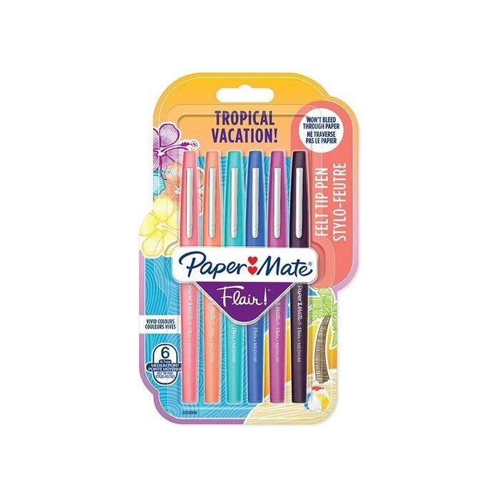 Rotulador Fibra Paper Mate Tropical Vacation Surtido Blister De 6