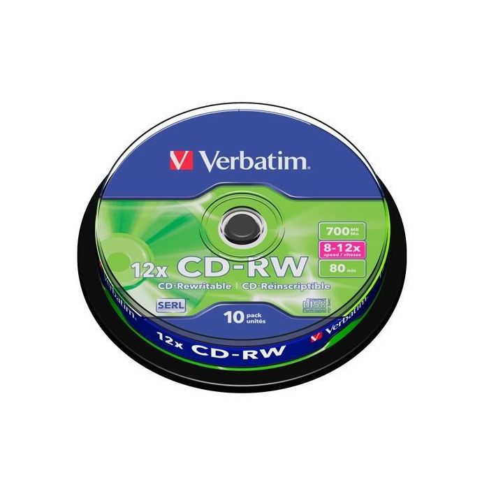 Verbatim CD-RW 700MB 12x 80 minutos - Tarrina de 10 unidades