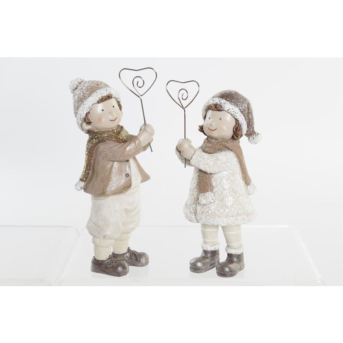 DKD Home Decor Figura Navidad Fantasía Resina Marrón Claro 6 x 19.5 x 9 cm (2 Unidades)