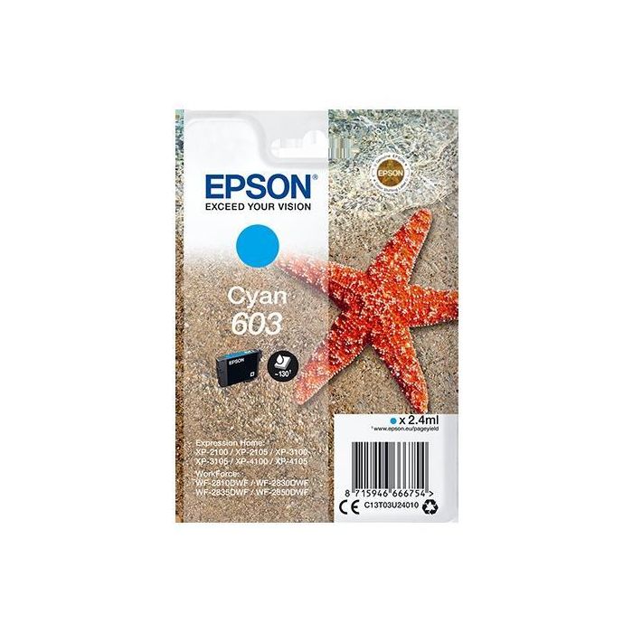 Epson Tinta Cian Xp-2100, 3100, 4100 - Wf-2830Dwf, 2850Dw - Nº 603 Epson Tinta Cian Xp-2100, 3100, 4100 - Wf-2830Dwf, 2850Dw - Nº 603