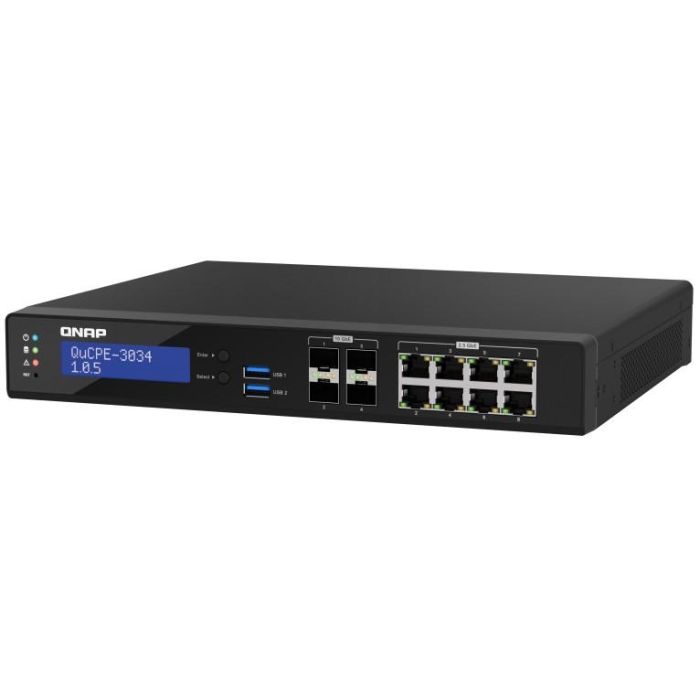 QNAP QuCPE-3034-C3758R-16G Intel Atom C3758R 8x2.5GbE RJ45 ports and 4x10GbE SFP+ ports 2xM.2 2280 NVMe slot 60W PS units 1 QNAP QuCPE-3034-C3758R-16G Intel Atom C3758R 8x2.5GbE RJ45 ports and 4x10GbE SFP+ ports 2xM.2 2280 NVMe slot 60W PS units 1