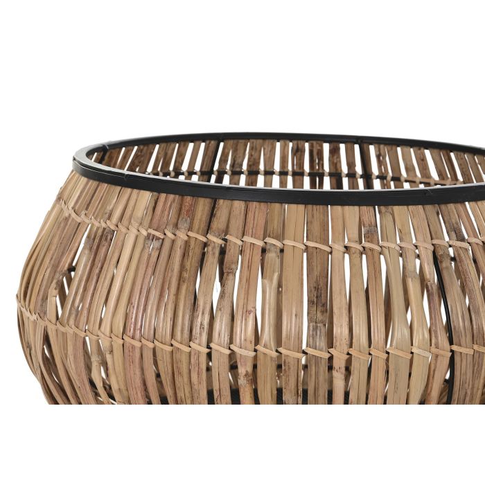 DKD Home Decor Macetero Balines de Ratán y Metal Natural Negro 50x50x25.4 cm Set de 2 2 DKD Home Decor Macetero Balines de Ratán y Metal Natural Negro 50x50x25.4 cm Set de 2 2