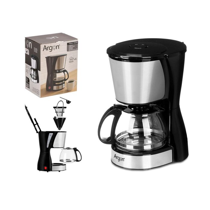 Argon Cafetera de Goteo con Filtro Reutilizable 6 Tazas 750 ml 550W Función Antigoteo Acero Inoxidable 22x28x16.5 cm (Set de 6) 0 Argon Cafetera de Goteo con Filtro Reutilizable 6 Tazas 750 ml 550W Función Antigoteo Acero Inoxidable 22x28x16.5 cm (Set de 6) 0