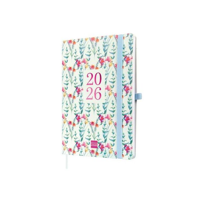 Agenda Anual (2026) Finocam Internacional Capri Cosida Tapa Blanda Con Goma Fa5 148X210 S/V Happy