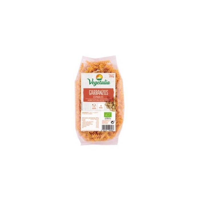 Vegetalia Espirales de Garbanzos Bio 250g - Pasta Ecológica Vegana Sin Gluten y Sin Azúcar Añadido