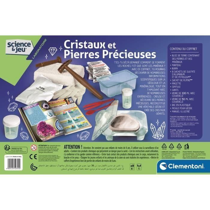 Clementoni Science & Game - Cristales y Piedras Preciosas - Kit Juego Científico para Crear Tus Propios Cristales y Geodas Brillantes 3