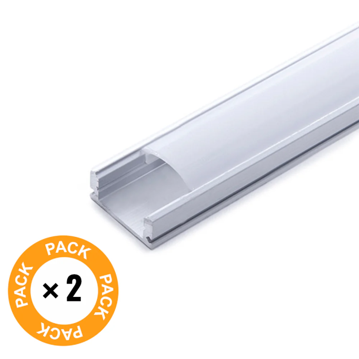 Greenice Pack 2 Perfil Aluminio para LEDs Difusor Opal Tira 2 Metros 1