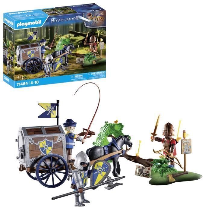Playmobil 71484 - Convoy Novelmore con Bandido, Caballeros y Oro de Dragón, incluye planos secretos y árbol derribado - Edad +4 Años 2