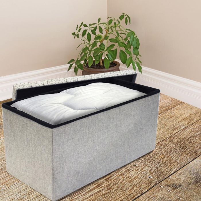 Home Deco Factory Banco Puf Plegable Gris Claro 76x38x38 cm 3