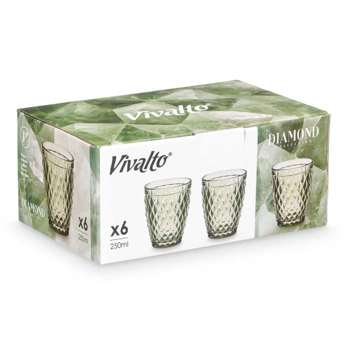 Vaso Diamante Verde 250 Ml Vivalto 8x10x8cm (24 Unidades) 2 Vaso Diamante Verde 250 Ml Vivalto 8x10x8cm (24 Unidades) 2