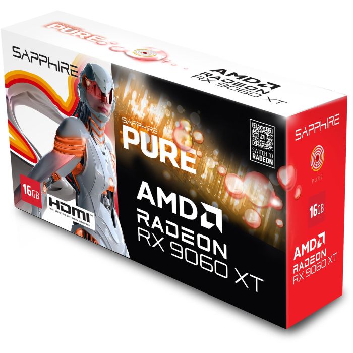 Sapphire RX 9060 XT Radeon Pure OC GDDR6 16GB 128-bit Tarjeta Gráfica Blanca PCIe 5.0 5 Sapphire RX 9060 XT Radeon Pure OC GDDR6 16GB 128-bit Tarjeta Gráfica Blanca PCIe 5.0 5